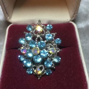 Blue Rhinestone Ring